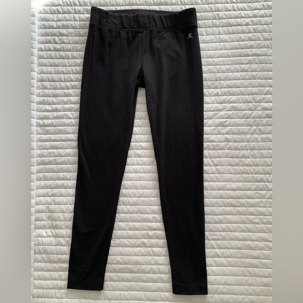 Danskin Cotton Leggings Women's Size Small (4-6) Black Logo Footless